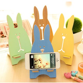 Cute Cartoon Rabbit Wooden Mobile Phone Stand Holder