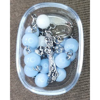 #1 สายประคำ คาทอลิก ตาแมวสีฟ้า ( 8 มม.)  (Cat Eye Catholic Rosary 8 mm.)