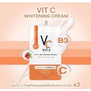 (ยกกล่อง10ซอง) ของแท้100%พร้อมส่ง Vit C Whitening Cream ครีมซอง น้องฉัตร วิตซี ไวท์เทนนิ่ง ครีม ขนาด7กรัม