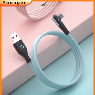 ยางนิ่ม ข้อศอก 3A สายชาร์จเร็ว 90 องศา Usb 1 เมตร สายชาร์จ Type c ชาร์จเร็ว สายชาร์จข้อมูล สายชาร์จอะแดปเตอร์