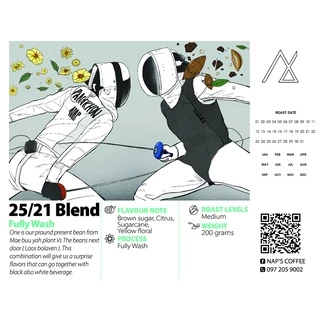 Naps Coffee Roasters เมล็ดกาแฟลาวผสมปางขอนคั่วกลาง 25/21 - House Blend 150G