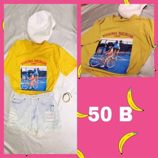 เสื้อยืดวินเทจ, เสื้อยืดยุค 90s,เสื้อเหลือง