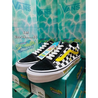 Vans x spongebob รองเท้าผ้าใบผูกเชือกพร้อมกล่อง