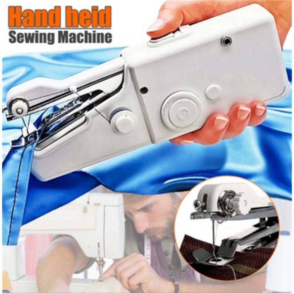จักรเย็บผ้า，Portable Handheld sewing machines Stitch Sew needlework Cordless Clothes Fabrics Mini Electric Sewing Machin