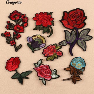 Gregorio ดอกกุหลาบเย็บป้ายเหล็กบนเย็บปักถักร้อย Patches กระเป๋ากางเกงยีนส์ Applique Set Craft