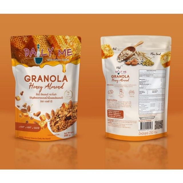 Daily me granola ธัญพืชอบกรอบกราโนล่ารสฮันนี่ อัลมอนด์ กราโนล่า (แบบถุงซิปล็อค) ขนาด 250กรัม