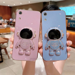 เคส Huawei y6 pro 2019 y6 2019 y6s เคสโทรศัพท์เคลือบด้วยไฟฟ้าบางเฉียบ + ขาตั้งนักบินอวกาศ 3D แบบพกพา