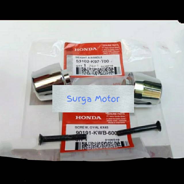 ลูกตุ้มแฮนด์ PCX 150 คู่ ขวา และน๊อตซ้าย PCX150 ORIGINAL HONDA AHM. 53102-K97-T00 90191-KWB-600 5310