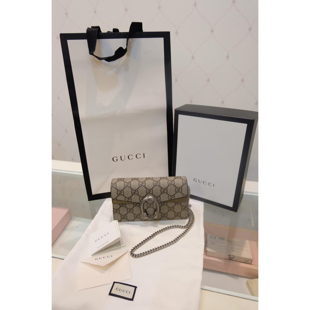 SOLD OUT Gucci Dionysus GG Supreme super mini bag กระเป๋ากุชชี่ของแท้ ออก Shop วันที่ 10/10/2019 ใช้ไปครั้งเดียวเองจ้า