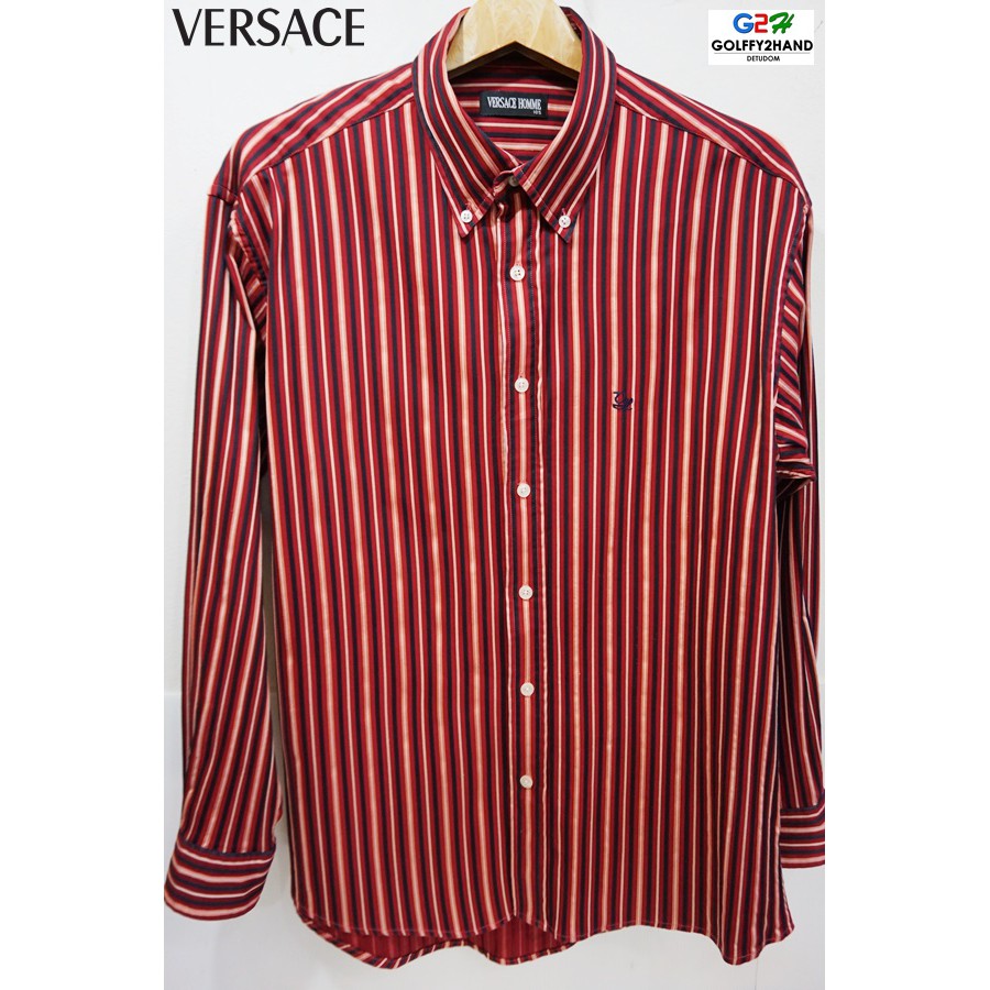 VERSACE HOMME แท้ เสื้อเชิ๊ตแขนยาวลายสปอต