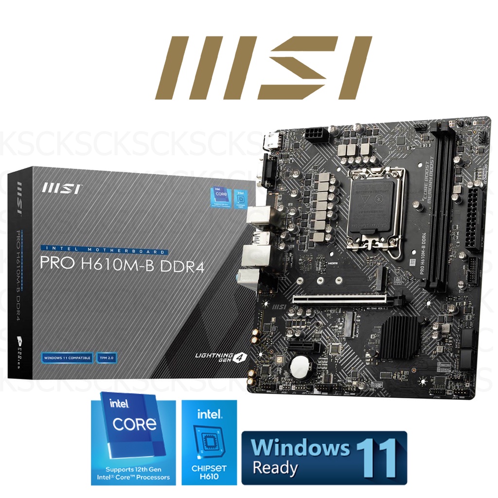 Msi Pro H610m B Ddr4 H610m Lga 1700 Mainboard H610 M H610m Series Shopee Thailand 