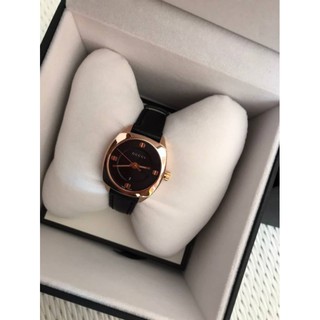 (สด-ผ่อน)🎗แท้100% GUCCI Black Dial Leather Ladies Watch⌚