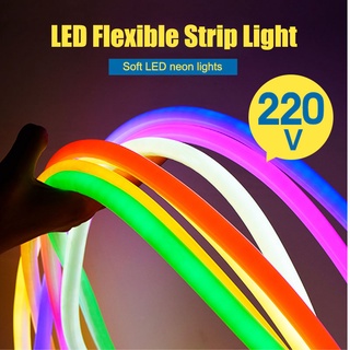 Rgb LED ซิลิโคนนีออน ยืดหยุ่น 220V เปลี่ยนสี แถบไฟเปลี่ยนสี กระพริบ จังหวะการควบคุม ผ่านการตกแต่งบ้านระยะไกล