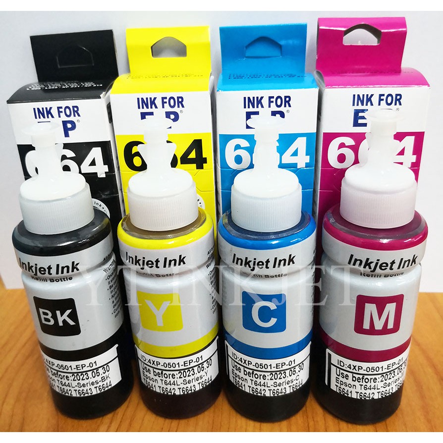 หมึก​เติม Epson ink T6641 T6642​ T6643​ T6644​ มีกล่อง1ชุด​(ขวดละ100ml) ราคาต่ำสุด