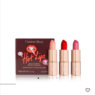 CHARLOTTE TILBURY Hot Lips Mini Celebrity Lipstick Charms 3 × 1g.