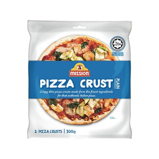 Mission Pizza Crust Plain 300g. มิชชั่น พิซซ่าครัสท์ธรรมดา 300 กรัม  แป้งบางกรอบ 2 แผ่น / 300 กรัม