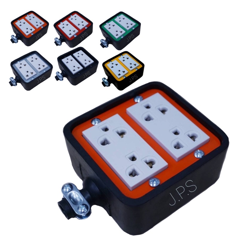 บล๊อคยางพาราแท้ JPS 4 ช่องเสียบ MINI ปลั๊กกราวน์คู่สองตัว 4x4G2G (Without power cord)