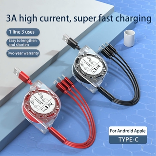 3 IN 1 สายชาร์จเร็ว สายเคเบิลข้อมูล สําหรับ Micro Type C USB สายชาร์จ สําหรับ Huawei สายเคเบิลข้อมูล