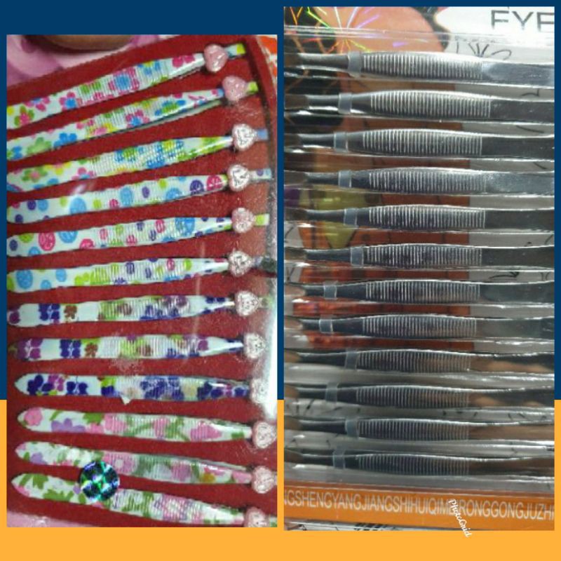 10ชิ้นแหนบถอนขนแบบลายเเละเเบบสเเตนเลส