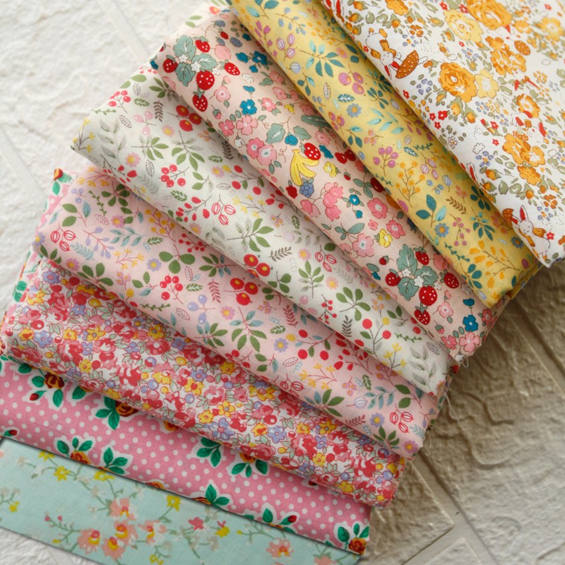 Poplin ผ้าฝ้ายแท้ดอกไม้หวานพิมพ์ผ้า DIY Handmade Patchwork Quilting Layer Cakes Bundle