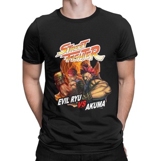 เสื้อยืดคอกลม แขนสั้น ผ้าฝ้าย พิมพ์ลาย Street Fighter Evil Ryu Vs Akum Perfect Gift สไตล์คลาสสิก สําหรับผู้ชาย