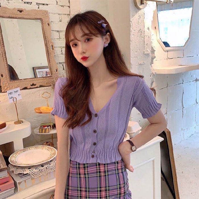 🐼Maze🌵พร้อมส่ง🌈เสื้อไหมพรมแขนสั้นรุ่นเจนนี่ใส่แล้วมีสไตล์📸 (119203) - รูปที่ 3