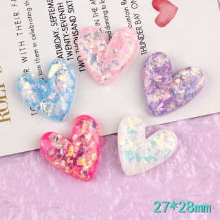 5 ชิ้น / แพ็ค คละสี เรซิ่น เลื่อม หัวใจ รัก พีช หัวใจ หลังแบน