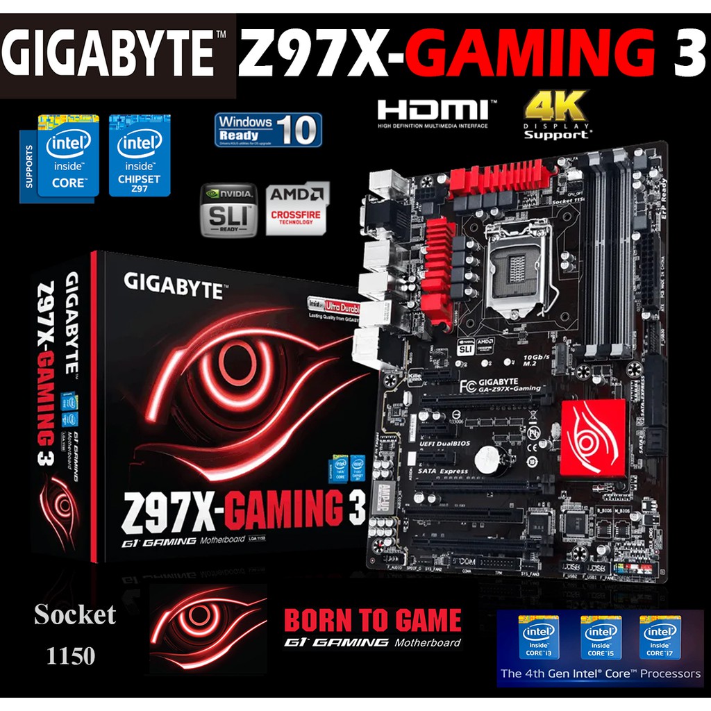Mainboard INTEL GIGABYTE Z97X-Gaming 3 (Socket 1150) มือสอง พร้อมส่ง แพ็คดีมาก!!! [[[แถมถ่านไบออส]]]