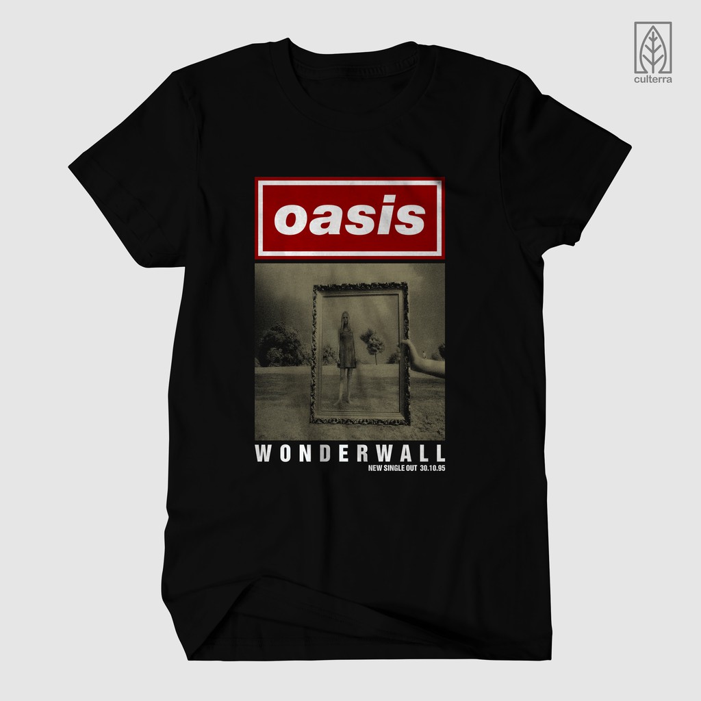 Kaos BAND KAOS OASIS OASIS WONDERWALL BAJU MUSIK โมเดลโลหะ สีพื้น