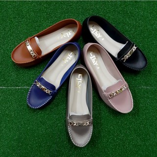 Size 36 - 40 รองเท้าคัทชู หนังนิ่ม แบบอะไหล่แผ่นโซ่ Lily Shoes