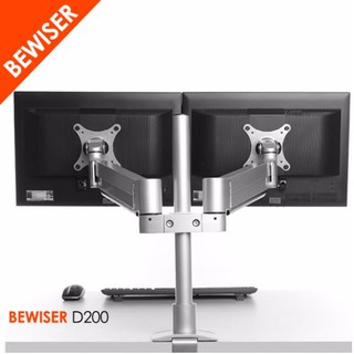 BEWISER D200 ขาตั้งคอม 2 จอมอนิเตอร์ VESA14"-32" เสาสูง40cm แขนอลูมินั่มแก๊สสปริงคู่ปรับอิสระ Dual Gas Arm Monitor Stand