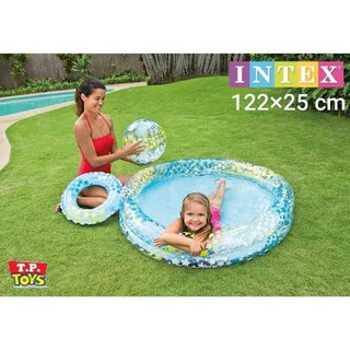 T.P. TOYS INTEX สระน้ำ สระน้ำทรงกลมลายดาว ขนาด 122x25 ซม. พร้อมอุปกรณ์ ห่วงยางและลูกบอล