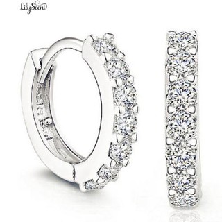 👍💎เครื่องประดับเงินพลอยบุษราคัม Topaz พลอยต่างหูคริสตัล Silver Plated Hoop