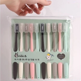แปรงสีฟันพร้อมที่คอบแปรง เด็ก 3 ขวบขึ้นไป 1 แพ็ค10 ชิ้น TL38(120)115