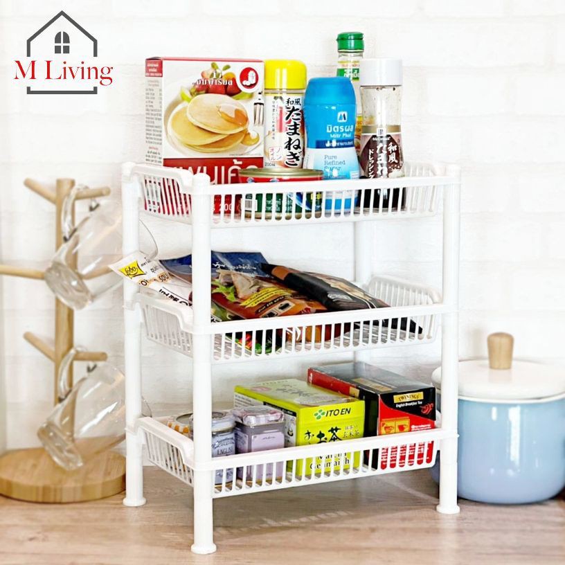M LIVING SC265/3 ชั้นวางของ 3 ชั้น สีขาว ขนาด19x29.5x35.5 ซม. (B7)