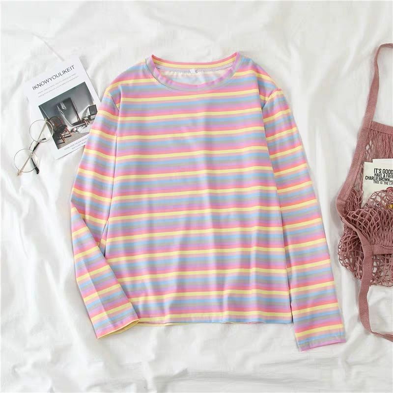 LH.Sunday เสื้อยืดลายทางสีพาทเทลฟรุ้งฟริ้งน่ารักมากเวอร์แมทช์ทุกลุกทุกสไตล์