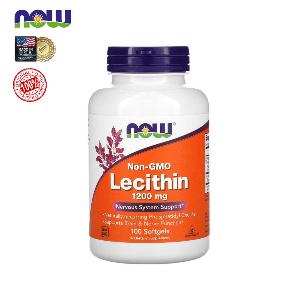 พร้อมส่ง Now Foods Lecithin เลซิติน บำรุงสมองและประสาท 1200 mg (100 ...