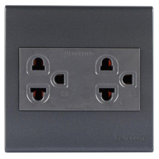 ชุดเต้ารับคู่ 3 ขากลม PANASONIC BSR1392MB สีดำ DOUBLE SOCKETS 3P ROUND PANASONIC BSR1392MB BLACK