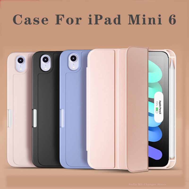 เคสอัจฉริยะ พร้อมช่องใส่ปากกา ขาตั้งพับได้สามทบ สําหรับ iPad mini 6 Air4 Air5 10.9 Pro11 2018 2020 2021 mini 6th 2021 iPad mini 6th 8.3" เคส