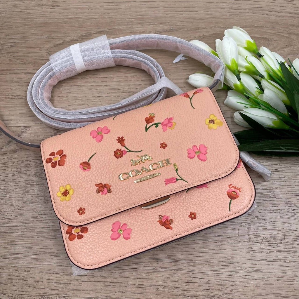 💚แท้💯 พร้อมส่ง💚Coach C8692 ใบเล็ก MINI BRYNN CROSSBODY WITH MYSTICAL FLORAL PRINT