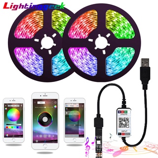 Lightinggeek RGB SMD 5050 30Leds/M บลูทูธริบบิ้นยืดหยุ่น LED Light Strip เทปไดโอด 5V Nonwaterproof Smart APP Control พื้นหลังทีวีเดสก์ท็อป PC หน้าจอ Backlight &amp; Bias แสง