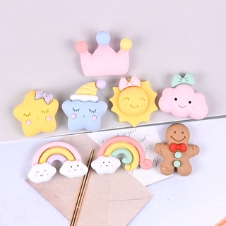 1Pcs Kawaii มงกุฎสายรุ้ง อุปกรณ์ DIY เรซิ่น การ์ตูนน่ารัก แพคเกจวัสดุกาวครีม 3Dสามมิติสต DIYวัสดุทำมือ อุปกรณ์เสริม เคสโทรศัพท์ ตกแต่ง