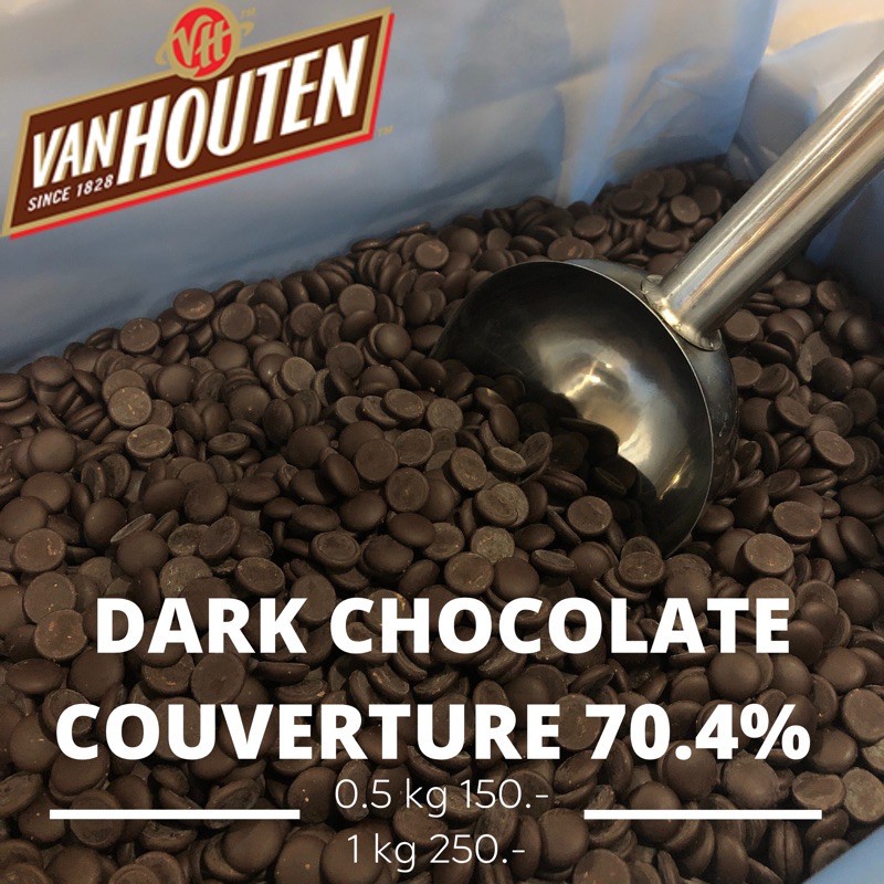 ‼️ปัดขวาอ่านก่อนสั่งช็อกโกแลต‼️Van houten couverture dark chocolate 70.4% **สินค้าอาจละลายจากการขนส่ง**