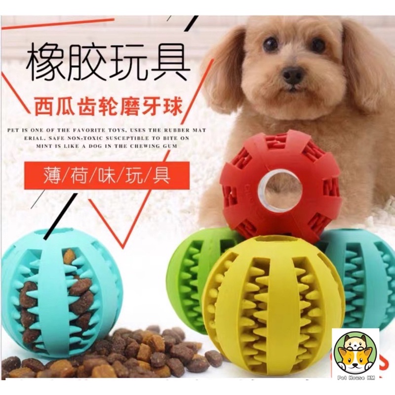 IQ Treat Ball สําหรับสุนัขและแมว ทําความสะอาดฟันที่แข็งแกร่งสําหรับการฝึกอบรมสัตว์เลี้ยง/เล่น/ของเล่