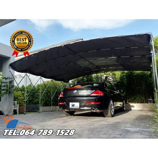 โรงจอดรถสำเร็จรูป เต็นท์จอดรถ CARSBRELLA รุ่น TWIN A สําหรับรถยนต์ขนาดเล็กถึงขนาดกลางสามารถจอดรถได้ 2-3 คัน