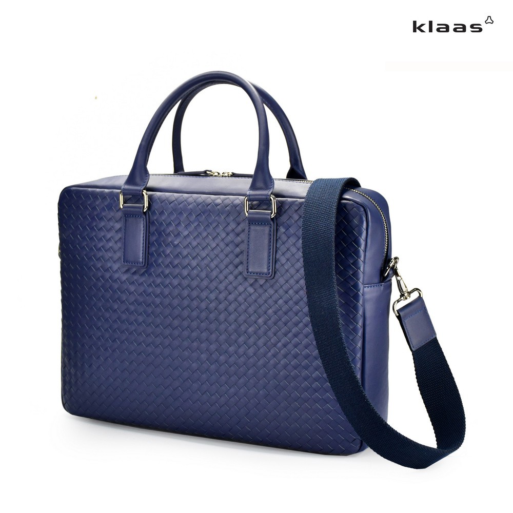02-367 laptop bag intrecciato กระเป๋าเอกสารสานหนังแท้ กระเป๋าผู้ชายสานหนังแท้ กระเป๋าใส่คอมสานหนังแท้ แบรนด์ klaas