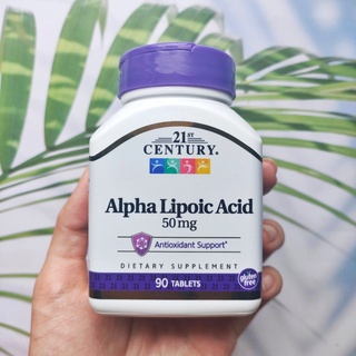 กรดอัลฟาไลโปอิก Alpha Lipoic Acid 50mg 90 Tablets (21st Century®) ALA สารต้านอนุมูลอิสระ  Universal Antioxidant