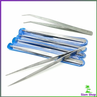 คีมหนีบอเนกประสงค์ คีบหนีบสแตนเลส  มี 2 แบบ ปากคีบงอ ปากคีบแหลม  Stainless steel tweezers