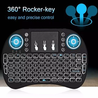 ภาษาไทย-อังกฤษ Mini Wireless Keyboard เม้าส์คีย์บอร์ดมินิไร้สายคอมโบ คีย์บอร์ดไร้สายมินิ 2.4Ghz ต่อกับTV Box แสงไฟ3สี