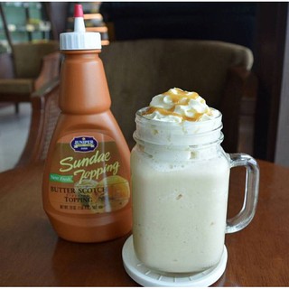 Juniper Sundae Topping ไซรัปท็อปปิ้ง คาราเมล กลิ่นบัตเตอร์สก๊อต Butter Scotch Topping 500 กรัม ตรา จูนิเปอร์ (ขวดบีบ)